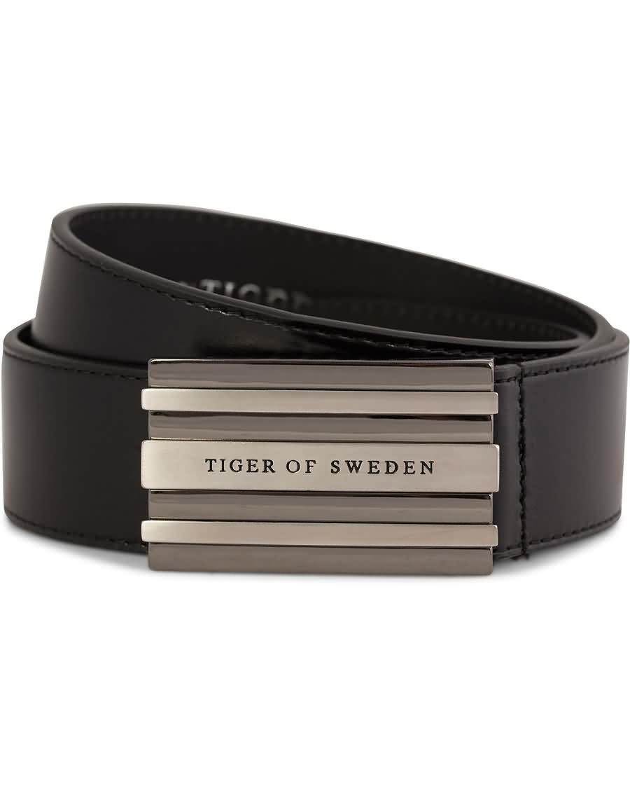 tiger of sweden jonathan leather belt 4 cm stripe buckle black 9inq2